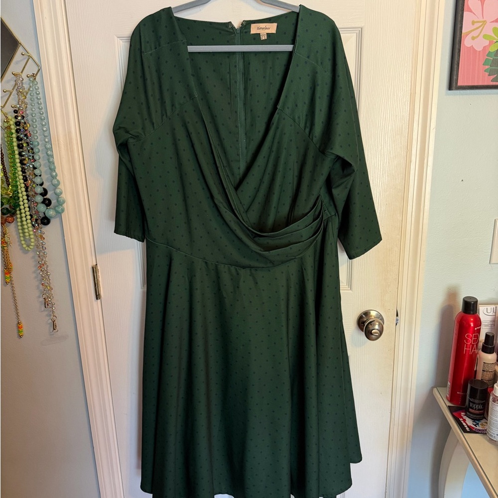Dark green polka dot retro rockabilly pinup vintage style swing dress